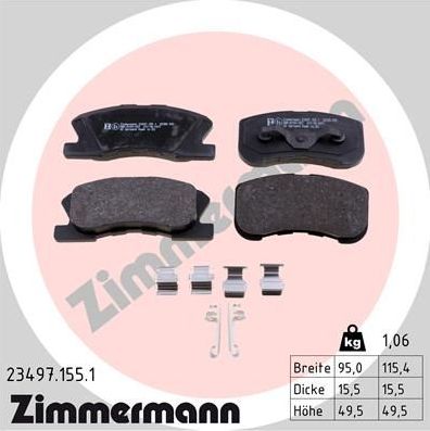 Тормозные колодки Zimmermann. Артикул 23497.155.1