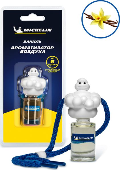 Ароматизатор воздуха MICHELIN Бибендум, подвесной, жидкостный, 5 мл. ваниль. Артикул 87848