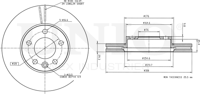 Диск тормозной (Unio). Артикул BRD-20083