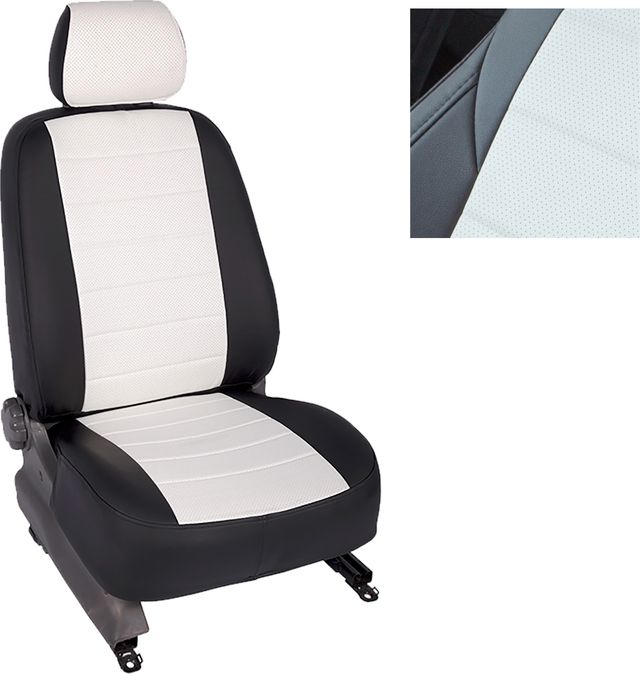 Чехлы Seintex (экокожа) на сидения для Kia Ceed II 2012-2017, цвет Черный/Белый. Артикул 86051