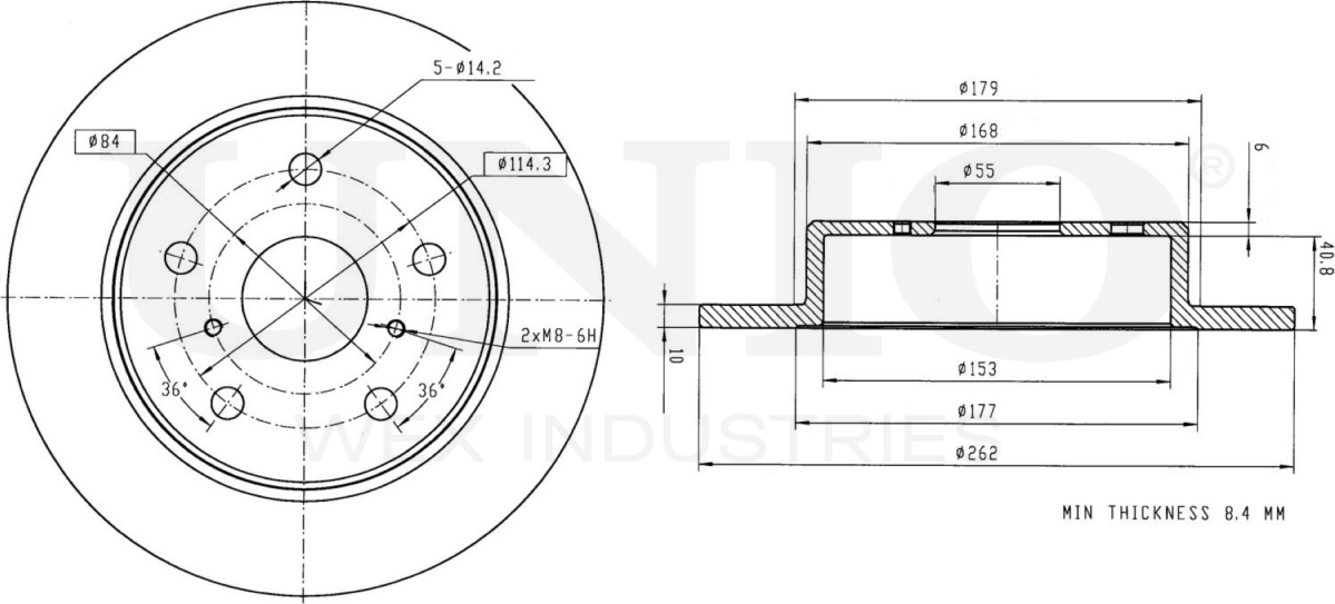 Диск тормозной (Unio). Артикул BRD-20244