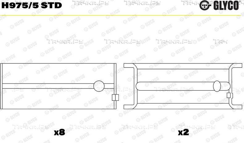 Вкладыши коренные Glyco. Артикул H975/5 STD