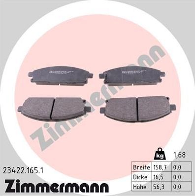 Тормозные колодки Zimmermann. Артикул 23422.165.1