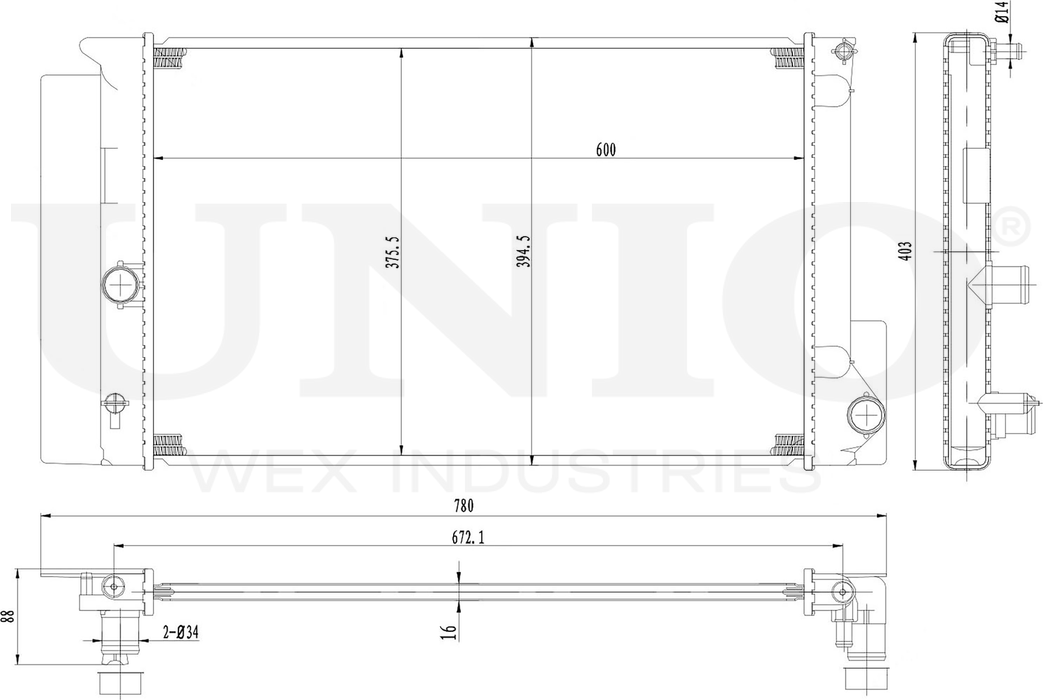 Радиатор двигателя (Unio). Артикул RAD-10049
