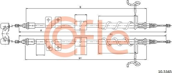 Трос ручника (тросик ручного тормоза) Cofle. Артикул 10.5345