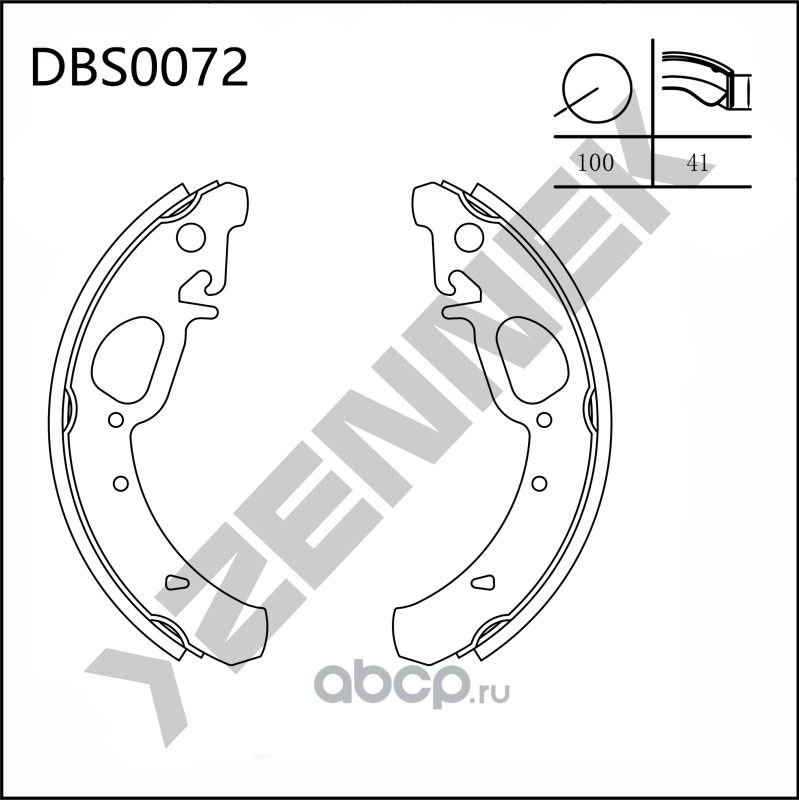 Колодки тормозные барабанные LADA 110 95-12, 111 95-09 (Zennek). Артикул DBS0072