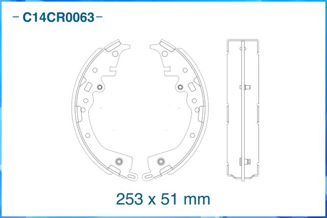 Колодки тормозные задние барабанные (Cworks). Артикул C14CR0063
