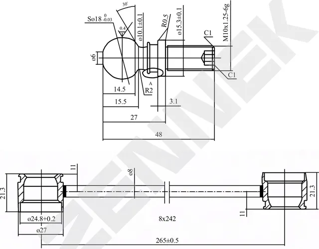 Тяга стабилизатора передняя левая/правая MITSUBISHI OUTLANDER 05-12, LANCER 07>, (Zennek). Артикул DST0140