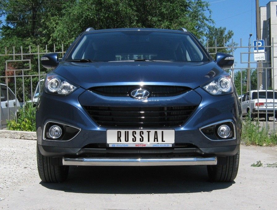 Защита RusStal переднего бампера d76 (секции) для Hyundai ix35 2009-2026. Артикул HIZ-000189