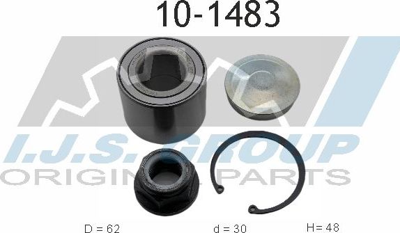 Ступичный подшипник (комплект) IJS Group задний правый/левый для Renault Clio IV 2012-2019. Артикул 10-1483