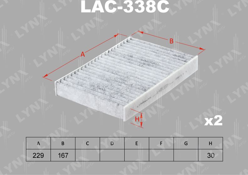 Салонный фильтр LYNXauto. Артикул LAC-338C