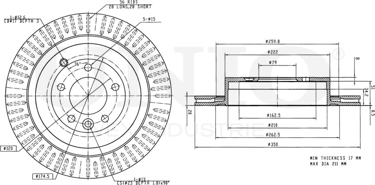 Диск тормозной (Unio). Артикул BRD-20380