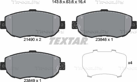 Тормозные колодки Textar передние для Toyota Mark II VIII (X100) 1996-2001. Артикул 2149001