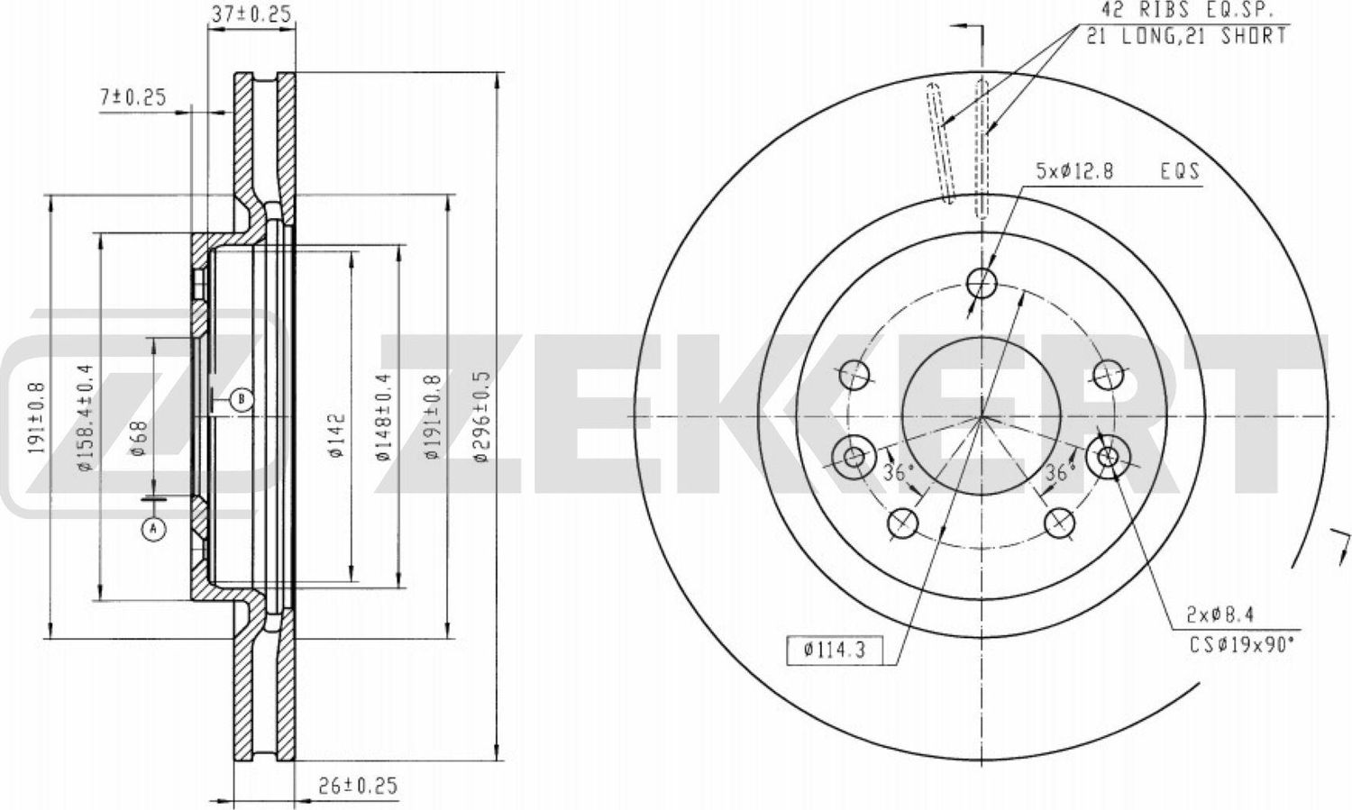 Тормозной диск Zekkert. Артикул BS-5917B