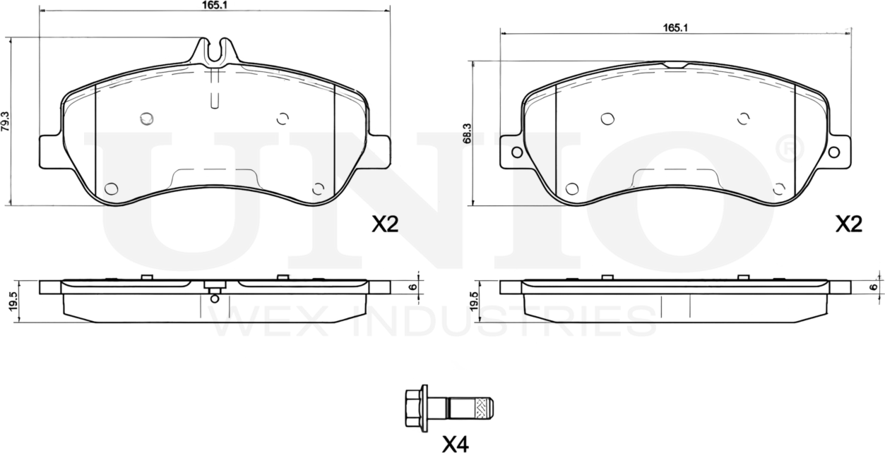Колодки тормозные дисковые, комплект (Unio). Артикул BRP-20362