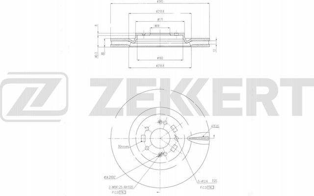 Тормозной диск Zekkert передний для Kia Sorento IV 2020-2026. Артикул BS-6660
