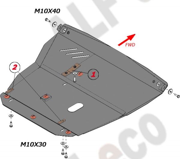 Защита алюминиевая Alfeco для картера и КПП Mazda Tribute I EP 2000-2004. Артикул ALF.07.21 AL4