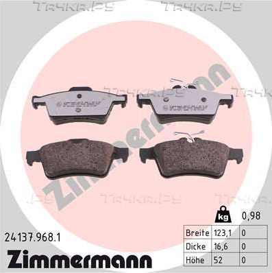 Тормозные колодки Zimmermann rd:z задние для Jaguar S-Type I 1999-2007. Артикул 24137.968.1