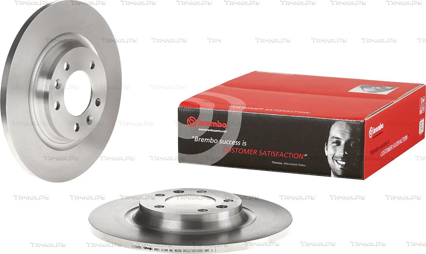 Тормозной диск Brembo задний для Peugeot 407 2004-2011. Артикул 08.8682.10