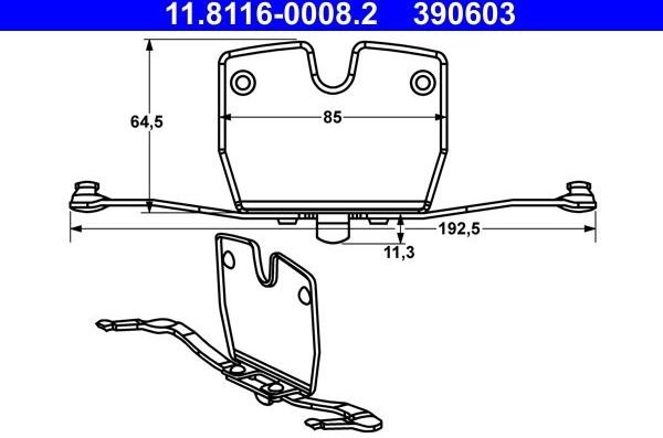 Пружина тормозного суппорта ATE. Артикул 11.8116-0008.2