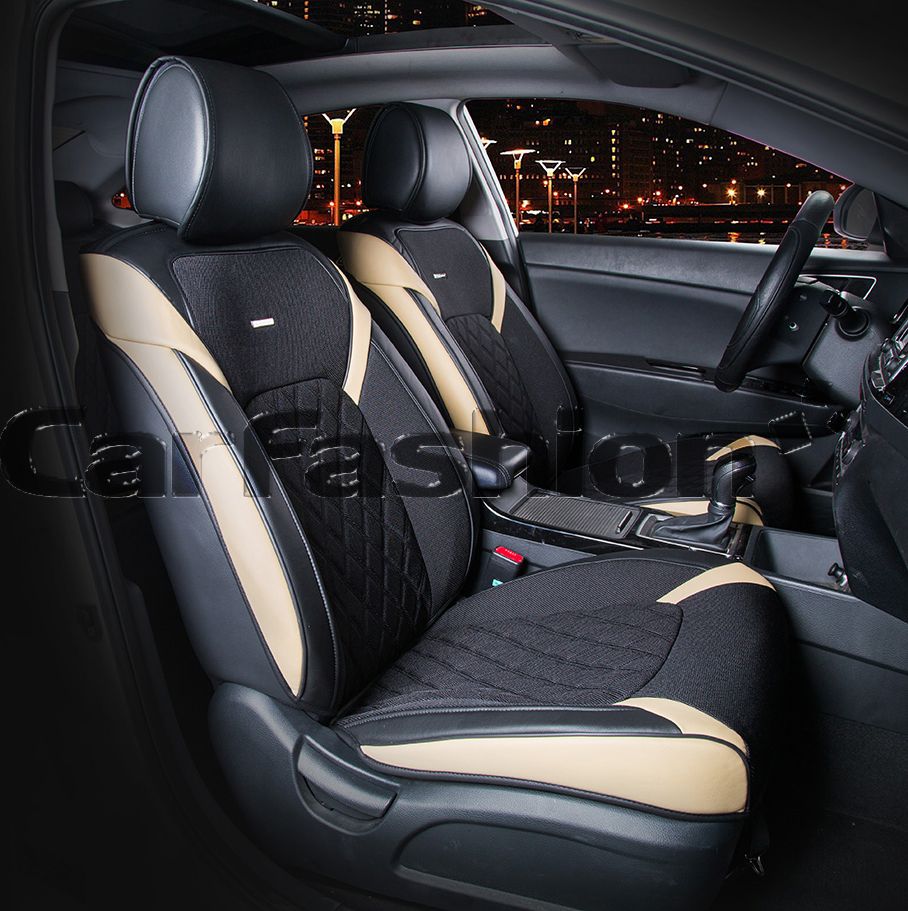 Накидки универсальные CarFashion Sting на переднее сидения авто, цвет Бежевый/Черный. Артикул 21951
