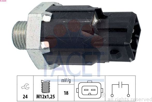 Датчик детонации Facet Made in Italy - OE Equivalent для Renault Duster I 2011-2020. Артикул 9.3224