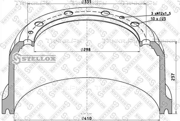 Тормозной барабан Stellox. Артикул 85-00022-SX