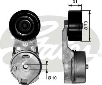 Натяжной ролик (натяжитель) приводного клинового зубчатого ремня Gates DriveAlign® для Volkswagen LT II 2002-2006. Артикул T39065