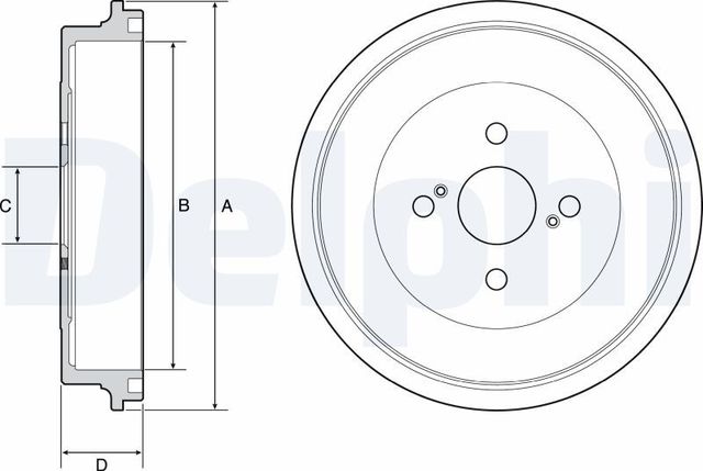 Тормозной барабан Delphi для Toyota Corolla E140, E150 2006-2014. Артикул BF560
