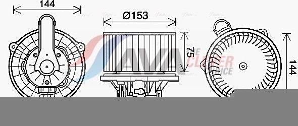 Вентилятор, мотор печки (отопителя) салона AVA. Артикул HY8450