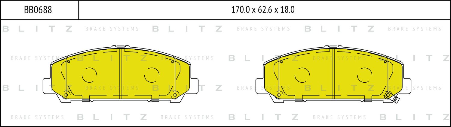 Колодки тормозные дисковые передние (Blitz). Артикул BB0688