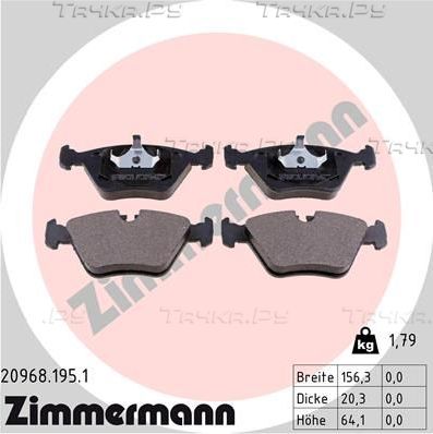 Тормозные колодки Zimmermann передние для BMW 5 III (E34) 1987-1996. Артикул 20968.195.1