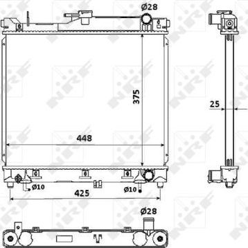 Радиатор охлаждения двигателя NRF (алюминий) для Suzuki Jimny III 1998-2019. Артикул 53569