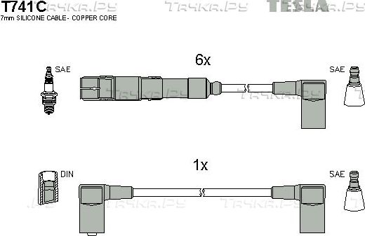 Высоковольтные провода (провода зажигания) (комплект) Tesla. Артикул T741C