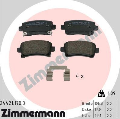 Тормозные колодки Zimmermann задние для Saab 9-5 II 2010-2012. Артикул 24421.170.3