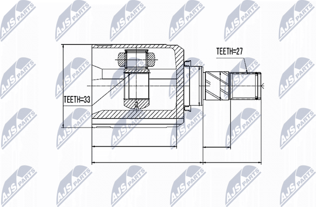 Шрус внутренний (граната) NTY передний левый для Nissan Qashqai I 2007-2013. Артикул NPW-NS-032