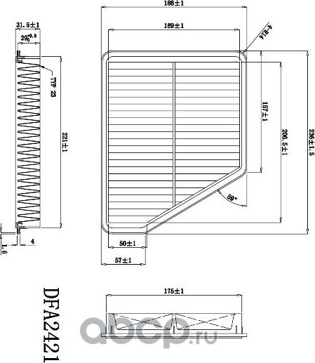 Фильтр воздушный DOUBLEFORCE (Double Force). Артикул DFA2421
