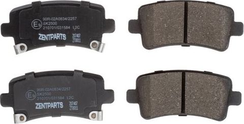 Тормозные колодки Zentparts задние для Austin Mini 1967-1984. Артикул Z07407