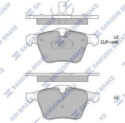 Тормозные колодки Sangsin Hi-Q. Артикул SP1702