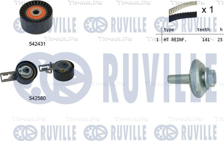 Ремень ГРМ с роликами (комплект) Ruville для Peugeot Expert II 2007-2016. Артикул 550369