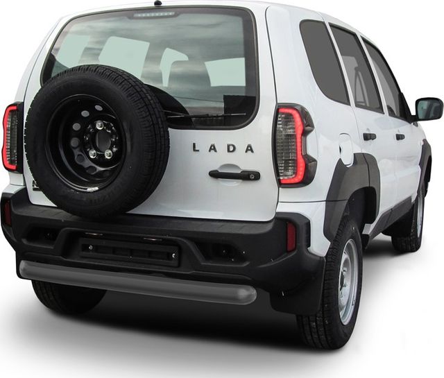 Защита Slitkoff заднего бампера d76 для Lada Niva Travel 2020-2026 Серебристая. Артикул NivTR010S