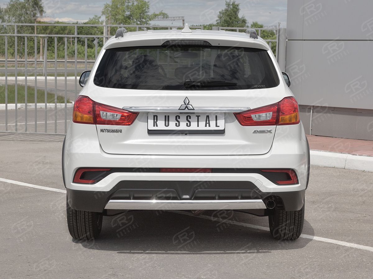 Защита РусCталь заднего бампера d75х42 дуга для Mitsubishi ASX I 2й рестайлинг 2016-2020. Артикул MASZ-002961