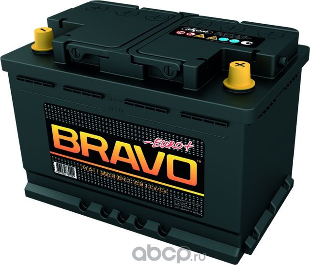 АККУМУЛЯТОР 6СТ- 74 BRAVO О.П.(ПУСКОВОЙ ТОК 650А) (Akom). Артикул 4607034730239
