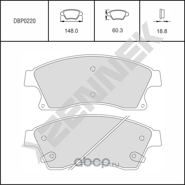 Колодки тормозные дисковые передние CHEVROLET AVEO 11-> CRUZE 09 (Zennek). Артикул DBP0220