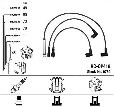 Высоковольтные провода (провода зажигания) (комплект) NGK для Opel Astra F 1991-2005. Артикул 0789