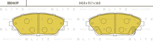 ТОРМОЗНЫЕ КОЛОДКИ ПЕРЕДНИЕ Mazda 3 13 (Blitz). Артикул BB0469P