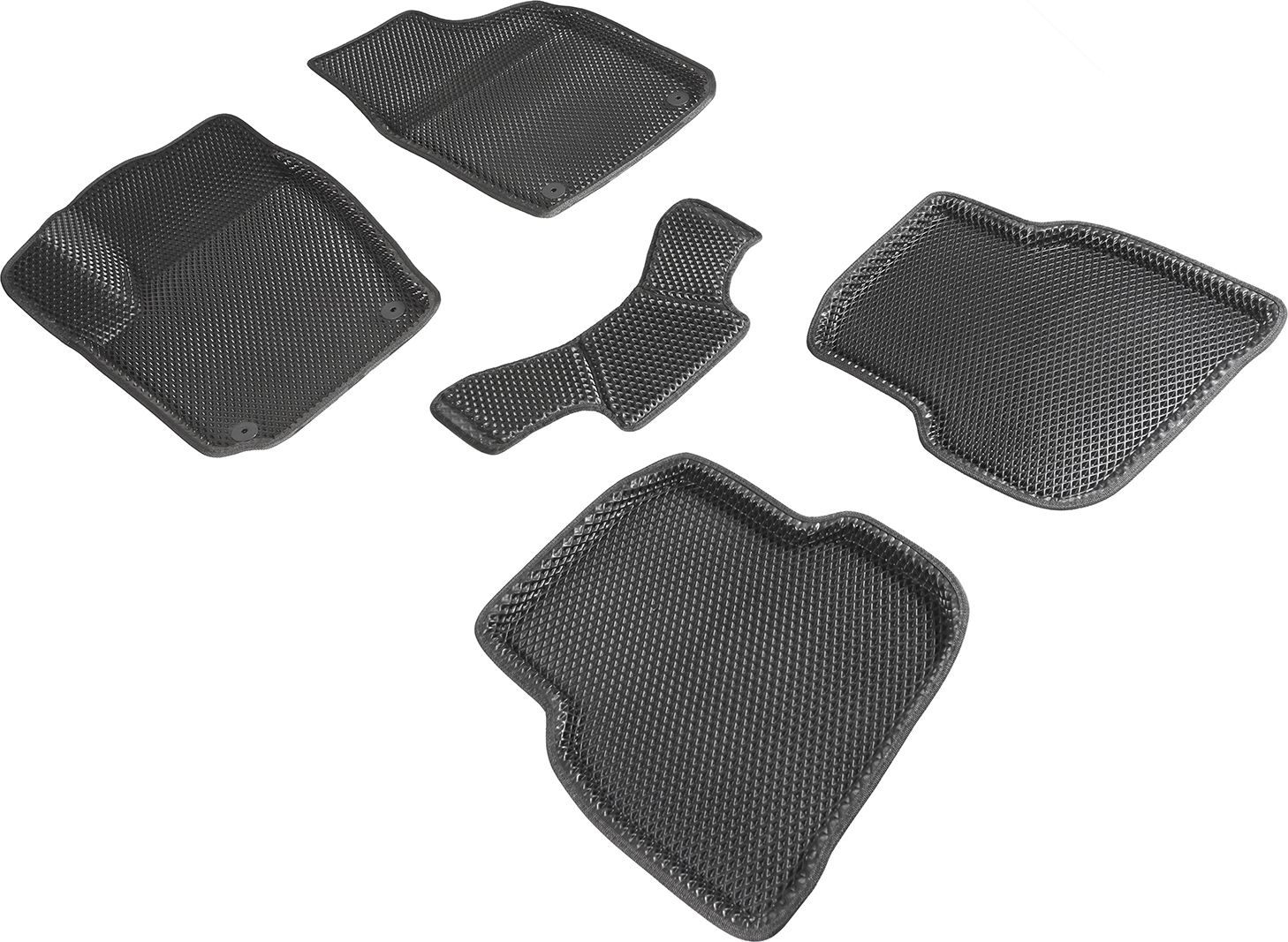 Коврики Seintex 3D EVA ромб для салона Volkswagen Polo V седан 2009-2020 ЧЕРНЫЕ. Артикул 95227