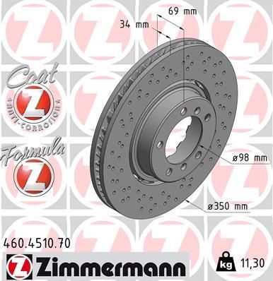 Тормозной диск Zimmermann FORMULA Z. Артикул 460.4510.70