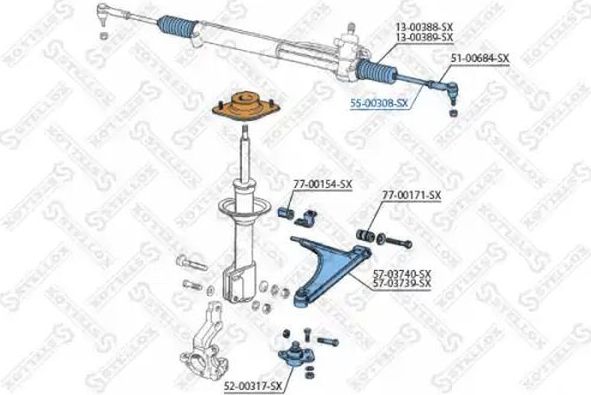 Рулевая тяга Stellox для Saab 9000 I 1984-1998. Артикул 55-00308-SX