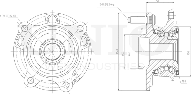 Ступица колеса с интегрированным подшипником (Unio). Артикул HUB-20252